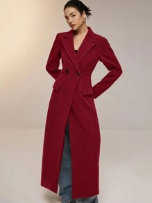 Poéselle Women's Solid Color Front Button Up Lapel Collar Pocket Long Sleeve Casual Jacket