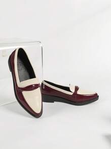CUCCOO CURVES Wide Width Plain Color Brown Pointed Toe Lace-Up Mary Jane Flat Casual Shoes - Multicolor - View 5