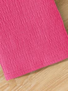 SHEIN Leap Crew 女宝宝夏季可爱纯色纹理无袖上衣和松紧腰宽松裤子套装