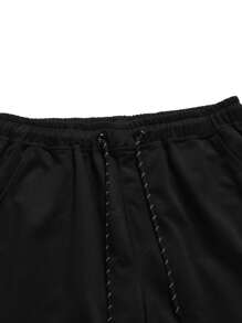 Manfinity Homme Men's Letter Print Jogger Pants, Casual Sports Sweatpants - Black - View 4