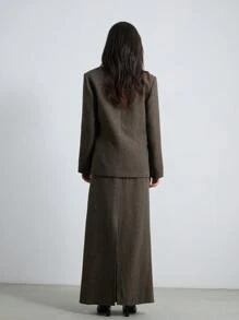 Aveloria Modichic 女士秋冬复古水钻装饰宽松双排扣西装外套和裙套装