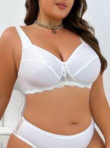 大尺碼聚攏內衣女士薄杯無鋼圈胸罩(1件)，適用於婚禮季節