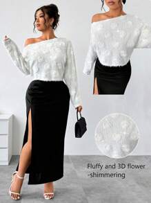 SHEIN Unity 碎花毛绒优雅针织套装