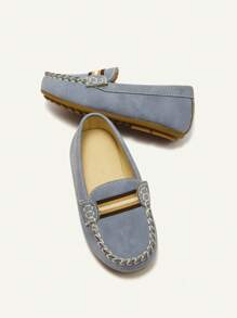 Cozy Pixies All-Season Classic Retro Soft Comfortable Handmade Loafer Shoes, Infant/Toddler Flat Shoes - Blue - View 6