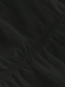 SHEIN MOD 女式系带喇叭袖衬衫，镂空服装女式衬衫，魔鬼服装，复古，海盗上衣，嬉皮士服装，外出上衣 - 黑色 - 查看 4