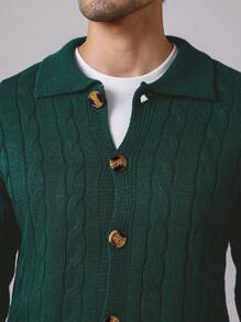 Manfinity Homme Men Front Buttoned Long Sleeve Minimalist Top, Casual Daily Wear