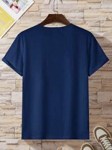 Teen Boys' Video Game Print Round Neck Short Sleeve Casual T-Shirt - Navy Blue - View 2