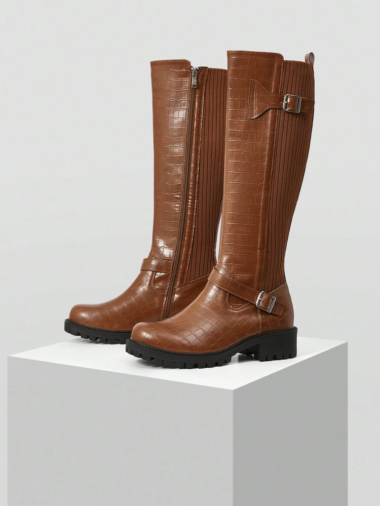 Botas de caballero hasta la rodilla de moda para mujer, versátiles, adecuadas para Halloween, Navidad y Año Nuevo, otoño e invierno