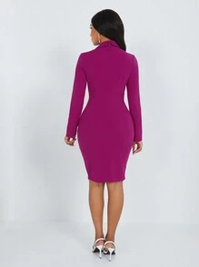 SHEIN Unity Women's 2 In 1 Bodycon Dress - Mauve Purple - View 2