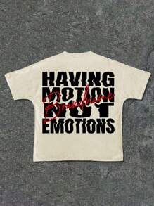 SHEIN Bolty Tween Boy Casual Simple Classic Text Graphic Print Round Neck Short Sleeve T-Shirt, Suitable For Summer - White - View 1