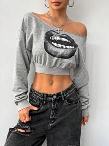 Coolane Women's   Spring/Winter Sport Casual One Shoulder Loose Sweatshirt Graduation,Back To School Outfits,Graduation,Teacher Outfits For Women,Back To School