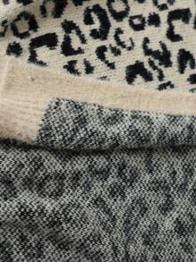 SHEIN LUNE Áo thun tay dài họa tiết da báo cài nút phía trước cỡ lớn, trang phục thường ngày, mặc vào mùa đông - màu nâu - Xem 6