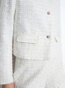 Maija Women's Turn-Down Collar Metal Button Front Pocket Padded Shoulder Loose Casual Short Jacket, Versatile Commuting Outerwear, Early Spring - White - View 5