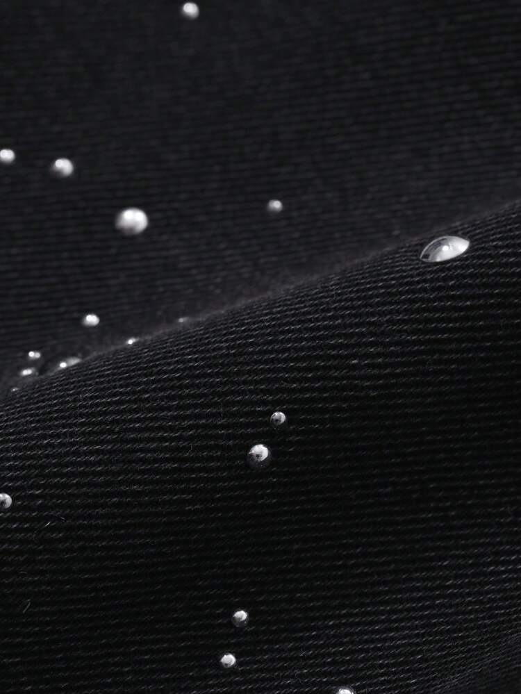 Women Flared Jeans With Gradient Rhinestone Embellished Hem Sequin Low Rise Jeans