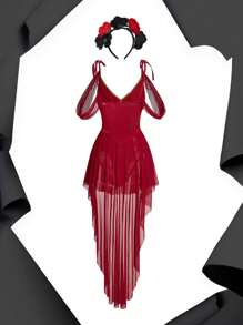 Conjunto de vestido-mono y diadema en estilo exótico de princesa, disfraz para mujeres