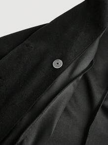 SHEIN MOD 女士纯色前扣长袖缺口翻领休闲西装外套，商务休闲女装，冬季女装外套，优雅女士，新年女装，西装连衣裙 - 黑色 - 查看 5