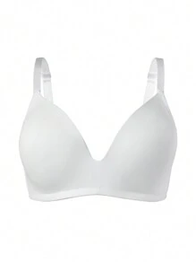 Plus Size Women Solid Color Comfortable Wireless Seamless Bra - Multicolor - View 6