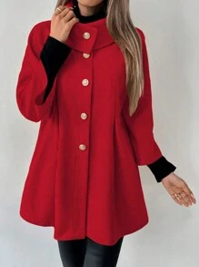 SHEIN Clasi Camisa casual de manga larga con botones delanteros y rayas, para uso diario - Rojo - Ver 5