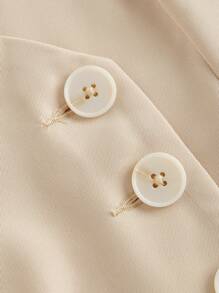 SHEIN MOD Plus Size Women V-Neck Single-Breasted Vest Jacket And Suit Set,Valentine's Day - Apricot - View 4