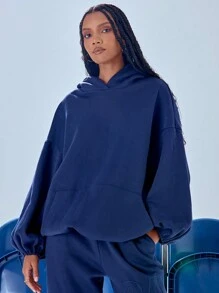 MUSERA 超大宽松连帽卫衣 - 藏蓝色 - 查看 3