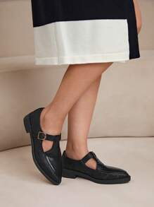 CUCCOO CURVES Zapatos oxford de mujer con suela gruesa y plataforma, puntera puntiaguda, de color negro sólido, de slip-on y cordones, aptos para todas las estaciones