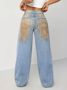 SHEIN EZwear Jeans ajustados de cintura baja azules de pierna recta para mujer