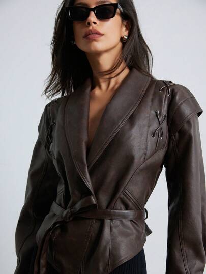 Aveloria Modichic Jachetă bomber învechită de damă, în formă largi, stil Mob Wife, toamnă/iarnă 