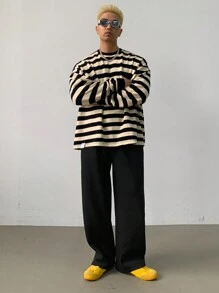 DAZY Pantalones de chándal casuales para hombre con cintura de cordón y pierna ancha