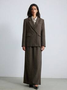 Aveloria Modichic 女士秋冬复古水钻装饰宽松双排扣西装外套和裙套装