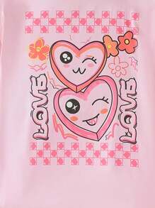 Tween Girls' Simple Heart Print Pajama Set, Including Long Pants And Long Sleeve Top, Comfortable And Fashionable - Multicolor - View 6