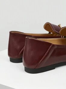 MOTF PREMIUM RETROMINIMALISTISCHE METALLSCHNALLEN DEKOR BEQUEME FRAUEN QUADRATISCHE ZEHENFLATSCHUHE, FÜR NEUJAHR FEIERTAGE, FÜR VALENTINSTAG, FRÜHLINGSSHUHE - Bordeaux - Übersicht 5