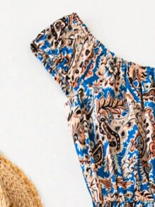 Chiquease Đầm Maxi Dài Bohemian Mùa Hè Có Họa Tiết Paisley Và Thiết Kế Trễ Vai Cho Nữ - Nhiều màu - Xem 3