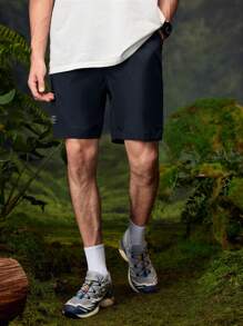 In My Nature Herren Loose Fit Shorts mit Buchstaben-Muster und Taschen für den Outdoor-Bereich - marineblau - Übersicht 7