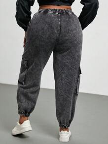 Slaydiva Plus Size Jeansy z kieszeniami z przodu i prostymi, swobodnymi kieszeniami