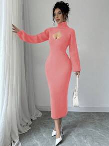 Chiquease V 领无袖紧身毛衣裙 + 交叉灯笼袖短款高领毛衣套装