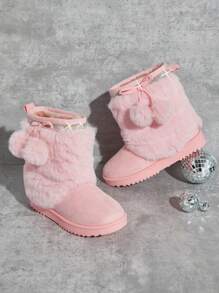 Mini mi Bestseller Kid's Luxe Pink Mid-Calf Snow Boots – Sparkly Trim, Cozy And Stylish Winter Wear,Top Holiday Gift Picks For Kids - Pink - View 2