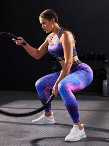 Powerista Women's Letter Print Patchwork Minimalist Casual Sports Leggings