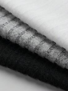 SHEIN LUNE 3pcs/Set Women Casual Solid Color Fuzzy Ribbed High Neck Sleeveless Top - Multicolor - View 5