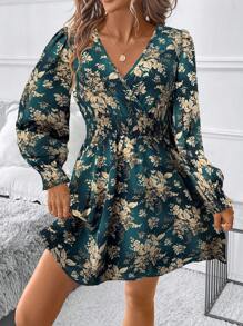 SHEIN Clasi 女式黑色花卉印花短裙 - 墨綠色 - 查看 3