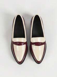 CUCCOO CURVES Wide Width Plain Color Brown Pointed Toe Lace-Up Mary Jane Flat Casual Shoes - Multicolor - View 1