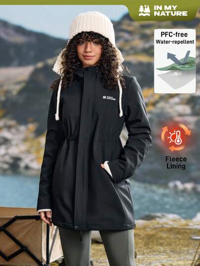 In My Nature Jaqueta feminina casual com capuz e zíper para atividades ao ar livre, adequada para o outono