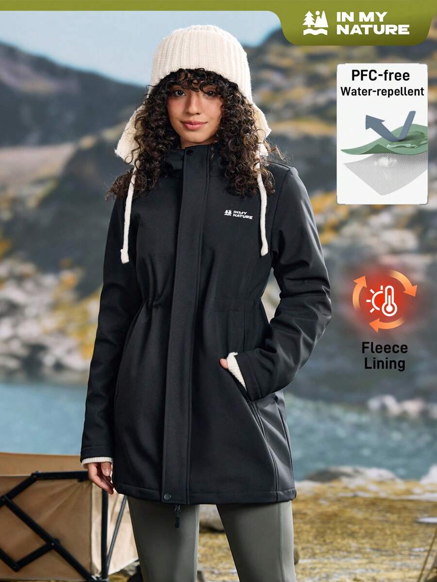 In My Nature Jachetă de exterior cu glugă casual cu fermoar pentru femei, potrivită pentru toamnă