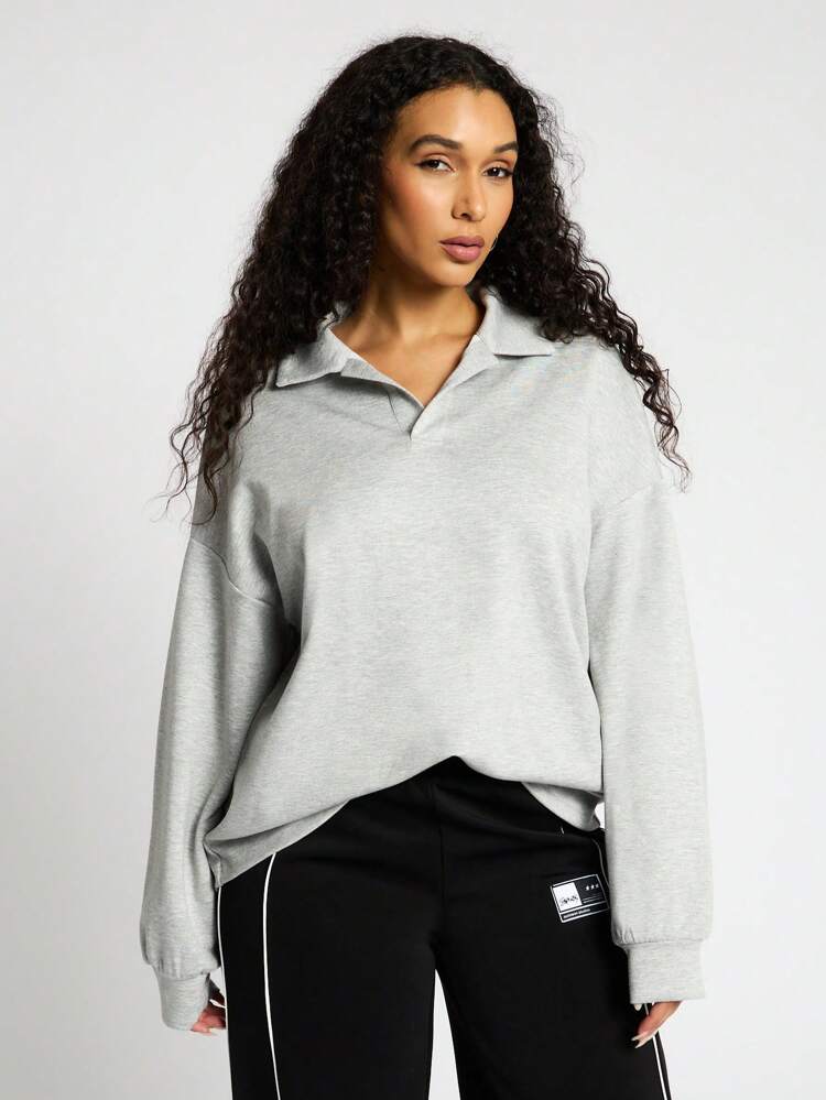 SUMWON WOMEN Sweat-shirt à col style rugby surdimensionné