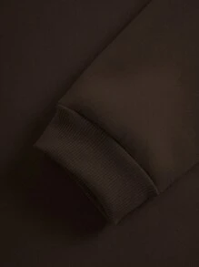 SHEIN Slayr 大码圆领长袖休闲图案印花运动衫 - 棕色 - 查看 5
