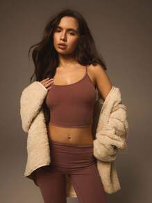 Athîral Áo ba lỗ thể thao tập thể dục hàng ngày màu nâu trơn cho nữ - Màu nâu Sô-cô-la - Xem 1