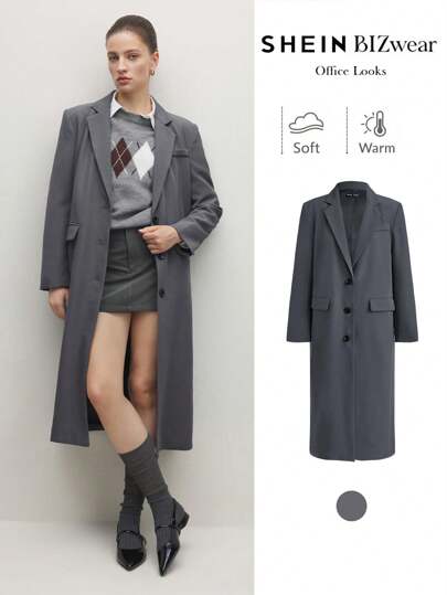 BizChic 女士灰色西装套装、长袖夹克和裤子、春夏季办公室服装、适合感恩节、新年、