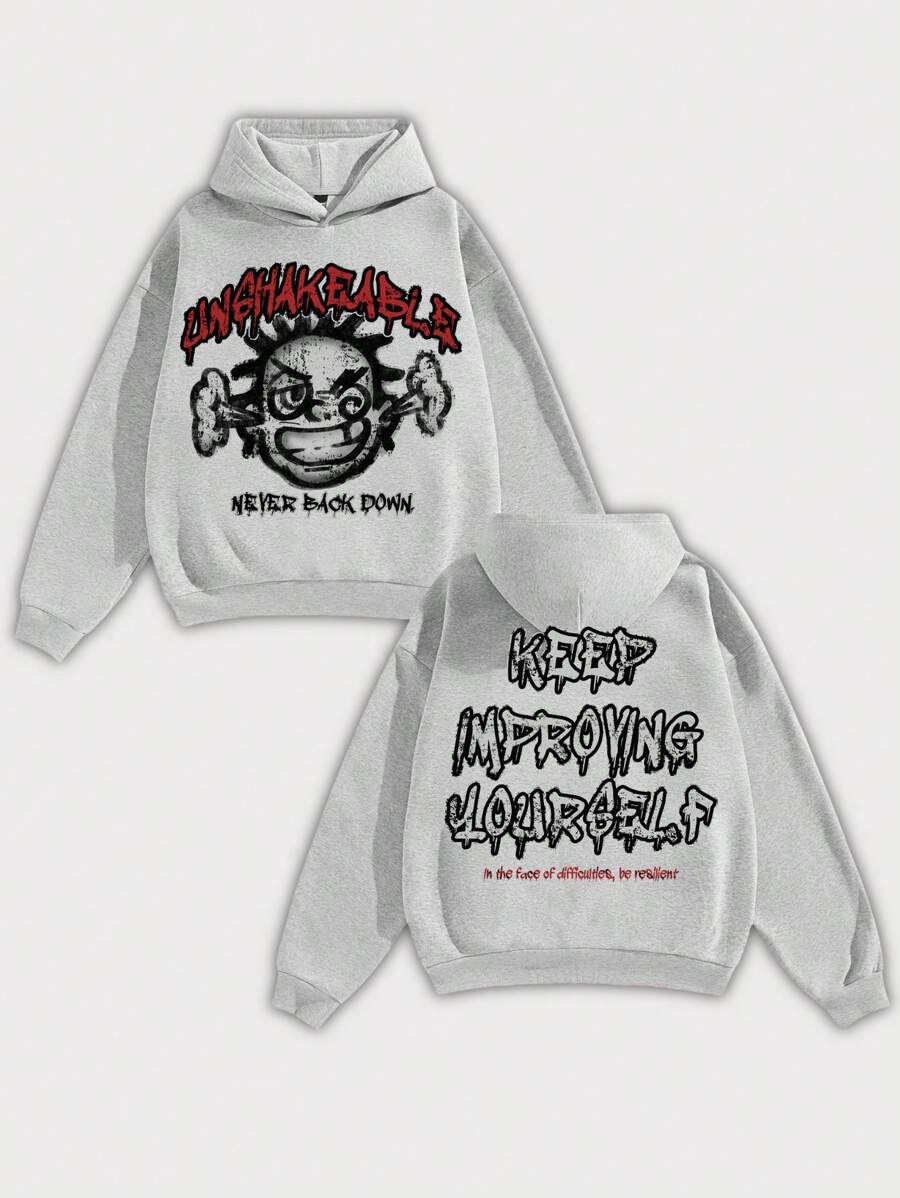 Manfinity EMRG 男士浅灰色宽松落肩加厚连帽衫