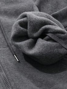 DAZY 2pcs/Set Women Solid Color Hooded Sweatshirt And Wide Leg Pants Set - Grey - View 10