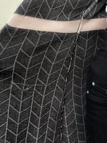 SHEIN Maternity V-Neck Cinched Waist Long Sleeve Sweater Dress, Knit, For Spring, Autumn & Winter - Multicolor - View 6