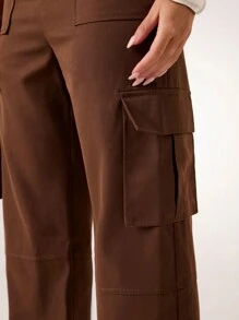 Glamine Mono de unicolor con bolsillos, diseño de parte superior sin mangas, atuendo elegante para fiestas navideñas, elegante para Año Nuevo, ropa de invierno para mujeres - Marrón - Ver 6